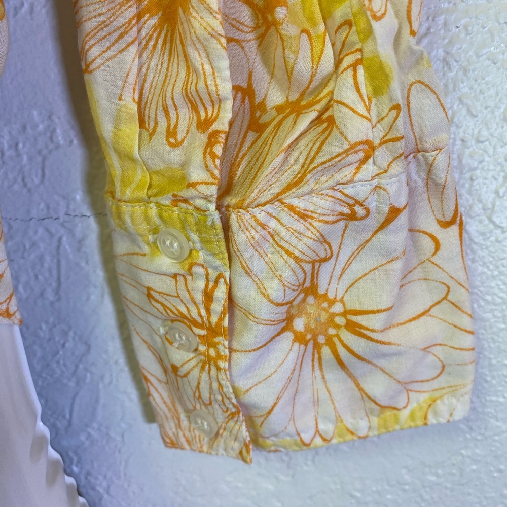Y2K Wet Seal Collared Shirt Retro Floral 70s Wide Sleeve Hem Button Down XS - Picture 3 of 13